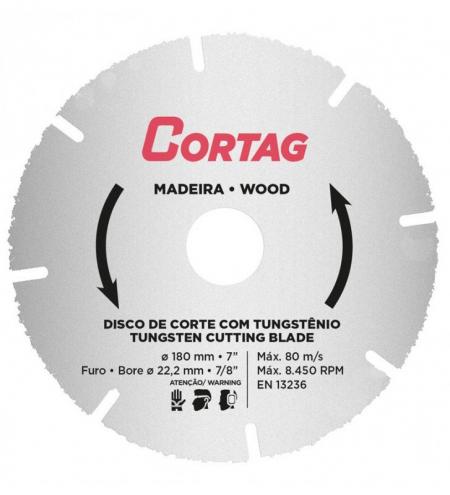 DISCO CORTE TUNGSTENIO MADEIRA 180 MM X F 22,2MM